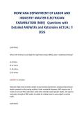 MONTANA DEPARTMENT OF LABOR AND&NewLine;INDUSTRY MASTER ELECTRICIAN&NewLine;EXAMINATION &lpar;MEE&rpar; Questions with&NewLine;Detailed ANSWERs and Rationales ACTUAL &excl;&excl;&NewLine;2026&NewLine;