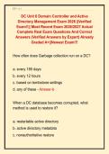 DC Unit 6 Domain Controller and Active &NewLine;Directory Management Exam 2026 &vert;&vert;Verified &NewLine;Exam&excl;&excl;&vert;&vert; Most Recent Exam 2026&sol;2027 Actual &NewLine;Complete Real Exam Questions And Correct &NewLine;Answers &lpar;Verified Answers by Expert&rpar; Already &NewLine;Graded A&plus;&vert;&vert;Newest Exam&excl;&excl;&excl;