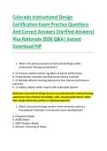 Colorado Instructional Design &NewLine;Certification Exam Practice Questions &NewLine;And Correct Answers &lpar;Verified Answers&rpar; &NewLine;Plus Rationale 2026 Q&A&vert; Instant &NewLine;Download Pdf  