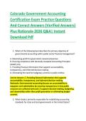 Colorado Government Accounting &NewLine;Certification Exam Practice Questions &NewLine;And Correct Answers &lpar;Verified Answers&rpar; &NewLine;Plus Rationale 2026 Q&A&vert; Instant &NewLine;Download Pdf