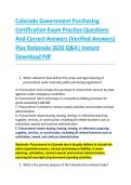 Colorado Government Purchasing &NewLine;Certification Exam Practice Questions &NewLine;And Correct Answers &lpar;Verified Answers&rpar; &NewLine;Plus Rationale 2026 Q&A&vert; Instant &NewLine;Download Pdf  
