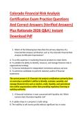 Colorado Financial Risk Analysis &NewLine;Certification Exam Practice Questions &NewLine;And Correct Answers &lpar;Verified Answers&rpar; &NewLine;Plus Rationale 2026 Q&A&vert; Instant &NewLine;Download Pdf  