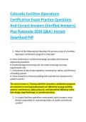 Colorado Facilities Operations &NewLine;Certification Exam Practice Questions &NewLine;And Correct Answers &lpar;Verified Answers&rpar; &NewLine;Plus Rationale 2026 Q&A&vert; Instant &NewLine;Download Pdf 