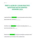 PREP U ACSM EP-C EXAM PRACTICE&NewLine;QUESTIONS WITH VERIFIED&NewLine;ANSWERS 2026