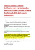 Colorado Evidence Custodian &NewLine;Certification Exam Practice Questions &NewLine;And Correct Answers &lpar;Verified Answers&rpar; &NewLine;Plus Rationale 2026 Q&A&vert; Instant &NewLine;Download Pdf 