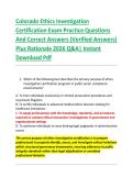 Colorado Ethics Investigation &NewLine;Certification Exam Practice Questions &NewLine;And Correct Answers &lpar;Verified Answers&rpar; &NewLine;Plus Rationale 2026 Q&A&vert; Instant &NewLine;Download Pdf 