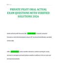 PRIVATE PILOT ORAL ACTUAL&NewLine;EXAM QUESTIONS WITH VERIFIED&NewLine;SOLUTIONS 2026