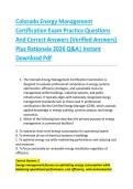 Colorado Energy Management &NewLine;Certification Exam Practice Questions &NewLine;And Correct Answers &lpar;Verified Answers&rpar; &NewLine;Plus Rationale 2026 Q&A&vert; Instant &NewLine;Download Pdf 