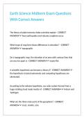 Earth Science Midterm Exam Questions With Correct Answers