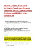 Colorado Economic Development &NewLine;Certification Exam Practice Questions &NewLine;And Correct Answers &lpar;Verified Answers&rpar; &NewLine;Plus Rationale 2026 Q&A&vert; Instant &NewLine;Download Pdf 