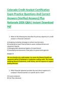 Colorado Credit Analyst Certification &NewLine;Exam Practice Questions And Correct &NewLine;Answers &lpar;Verified Answers&rpar; Plus &NewLine;Rationale 2026 Q&A&vert; Instant Download &NewLine;Pdf