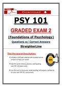 PSY 101 Graded Exam 2 &ndash; Foundations of Psychology &ndash; &lpar;2026&rpar; Actual Questions & Answers &lpar;StraighterLine&rpar; 100&percnt; Guarantee Pass