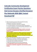 Colorado Community Development &NewLine;Certification Exam Practice Questions &NewLine;And Correct Answers &lpar;Verified Answers&rpar; &NewLine;Plus Rationale 2026 Q&A&vert; Instant &NewLine;Download Pdf  