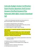 Colorado Budget Analyst Certification &NewLine;Exam Practice Questions And Correct &NewLine;Answers &lpar;Verified Answers&rpar; Plus &NewLine;Rationale 2026 Q&A&vert; Instant Download &NewLine;Pdf