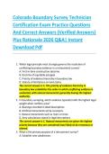 Colorado Boundary Survey Technician &NewLine;Certification Exam Practice Questions &NewLine;And Correct Answers &lpar;Verified Answers&rpar; &NewLine;Plus Rationale 2026 Q&A&vert; Instant &NewLine;Download Pdf 