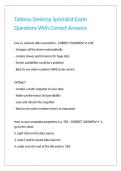Tableau Desktop Specialist Exam Questions With Correct Answers