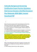 Colorado Background Screening &NewLine;Certification Exam Practice Questions &NewLine;And Correct Answers &lpar;Verified Answers&rpar; &NewLine;Plus Rationale 2026 Q&A&vert; Instant &NewLine;Download Pdf 