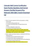 Colorado Well Control Certification &NewLine;Exam Practice Questions And Correct &NewLine;Answers &lpar;Verified Answers&rpar; Plus &NewLine;Rationale 2026 Q&A&vert; Instant Download &NewLine;Pdf  