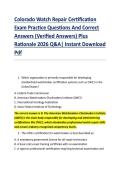 Colorado Watch Repair Certification &NewLine;Exam Practice Questions And Correct &NewLine;Answers &lpar;Verified Answers&rpar; Plus &NewLine;Rationale 2026 Q&A&vert; Instant Download &NewLine;Pdf  