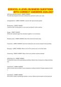 EDEXCEL A LEVEL BUSINESS QUESTIONS WITH CORRECT ANSWERS 2026-2027&period;