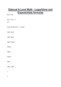 Edexcel A Level Math - Logarithms and Exponentials formulas&period;