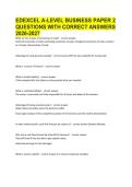 EDEXCEL A-LEVEL BUSINESS PAPER 2 QUESTIONS WITH CORRECT ANSWERS 2026-2027&period;