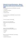 Edexcel A-Level Economics &ndash; Macro Questions with Correct Answers 2026-2027&period;