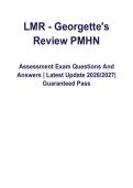 LMR - Georgette-s Review PMHN Assessment Exam Questions And Answers &lowbar; Latest Update 2026&lowbar;2027&lowbar; Guaranteed Pass