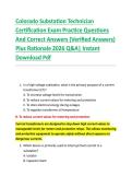 Colorado Substation Technician &NewLine;Certification Exam Practice Questions &NewLine;And Correct Answers &lpar;Verified Answers&rpar; &NewLine;Plus Rationale 2026 Q&A&vert; Instant &NewLine;Download Pdf  