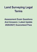 Land Surveying Legal Terms Assessment Exam Questions And Answers &lowbar; Latest Update 2026&lowbar;2027&lowbar; Guaranteed Pass&period;pdf
