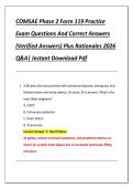 COMSAE Phase 2 Form 119 Practice &NewLine;Exam Questions And Correct Answers &NewLine;&lpar;Verified Answers&rpar; Plus Rationales 2026 &NewLine;Q&A&vert; Instant Download Pdf 