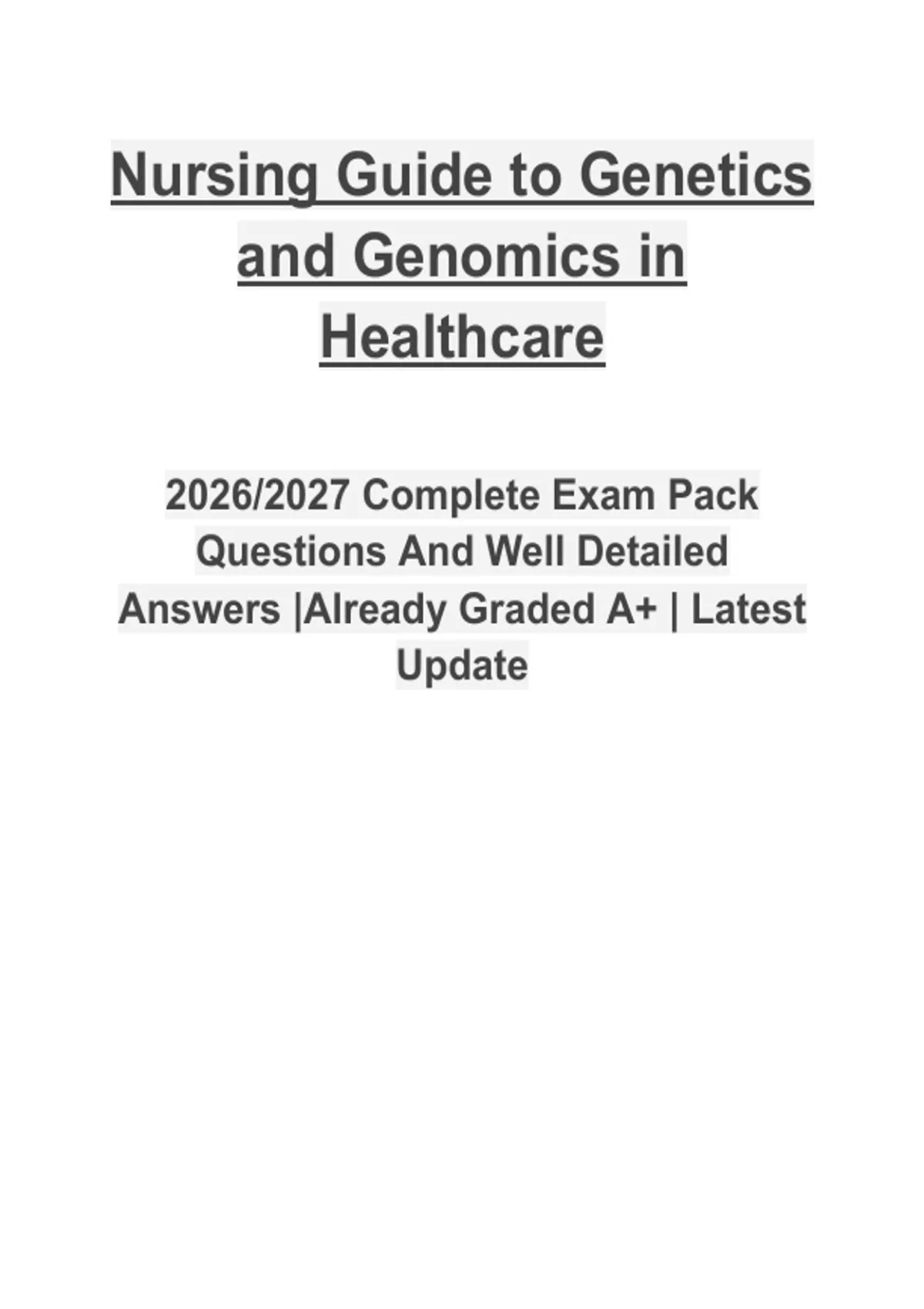Nursing Guide to Genetics and Genomics in Healthcare | Complete Exam ...
