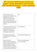 ACI concrete field testing technician&NewLine;grade 1 Exam Questions and Answers&NewLine;with Verified Solutions &vert; Latest Updated&NewLine;2026
