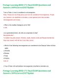Portage Learning BIOD 171 Final Exam Practice Questions Study Guide
