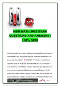 HESI A2 Math 2026 Exam Questions and Answers &lpar;100&plus; Verified Q&A&rpar; &vert; Ratios&comma; Percentages&comma; Conversions&comma; Word Problems&comma; Fractions&comma; Algebra & Nursing Math