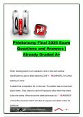 Phlebotomy Final Exam 2026 Questions and Answers &lpar;250&plus; Verified Q&A&rpar; &vert; Venipuncture Procedures&comma; Order of Draw&comma; Specimen Collection&comma; Patient Identification&comma; OSHA&comma; HIPAA & Infection Control