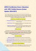 AMCA Certification Exam &vert; Questions with 100&percnt; Verified Answers &lpar;Latest Update 2026-2027&rpar;&NewLine;
