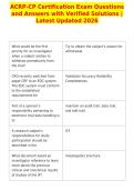 ACRP-CP Certification Exam Questions&NewLine;and Answers with Verified Solutions &vert;&NewLine;Latest Updated 2026&NewLine;