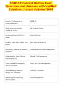 ACRP-CP Content Outline Exam&NewLine;Questions and Answers with Verified&NewLine;Solutions &vert; Latest Updated 2026