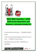 WGU D440 HESI Nutrition 2026 Exam Questions and Answers &lpar;300&plus; Verified Q&A&rpar; &vert; Therapeutic Diets&comma; Vitamins&comma; Minerals&comma; Enteral Nutrition&comma; TPN&comma; NG Tubes & Nutritional Assessment &vert; Western Governors University