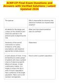 ACRP-CP Final Exam Questions and&NewLine;Answers with Verified Solutions &vert; Latest&NewLine;Updated 2026