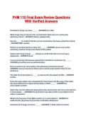 PHM 110 Final Exam Review Questions With Verified Answers