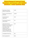 Clinical Research Fastrack Exam&NewLine;Questions and Answers with Verified&NewLine;Solutions &vert; Latest Updated 2026