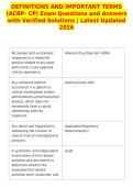 DEFINITIONS AND IMPORTANT TERMS&NewLine;&lpar;ACRP- CP&rpar; Exam Questions and Answers&NewLine;with Verified Solutions &vert; Latest Updated&NewLine;2026
