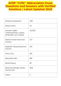 ACRP "CCRC" Abbreviation Exam&NewLine;Questions and Answers with Verified&NewLine;Solutions &vert; Latest Updated 2026