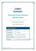 COMAT&NewLine;SURGERY&NewLine;Examination Practice Questions&NewLine;2026&sol;2027 Edition&NewLine;Verified Answers Plus Rationales&NewLine;Q&A&semi; &vert; Instant Download PDF