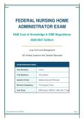 FEDERAL NURSING HOME&NewLine;ADMINISTRATOR EXAM&NewLine;NAB Core of Knowledge & CMS Regulations&NewLine;2026&sol;2027 Edition&NewLine;Long-Term Care Management&NewLine;160 Verified Questions with Detailed Rationales