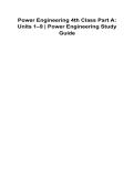 Power Engineering 4th Class Part A Units 1&ndash;9 Power Engineering Study Guide 2025&sol; 2026 100&percnt; Verified With Correct Questions and Answers Comprehensive Boilers Thermodynamics Steam Systems Safety Regulations Plant Operations Certification Exam Preparation