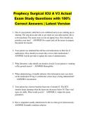 Prophecy Surgical ICU A V3 Actual &NewLine;Exam Study Questions with 100&percnt; &NewLine;Correct Answers &vert; Latest Version 