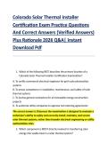 Colorado Solar Thermal Installer &NewLine;Certification Exam Practice Questions &NewLine;And Correct Answers &lpar;Verified Answers&rpar; &NewLine;Plus Rationale 2026 Q&A&vert; Instant &NewLine;Download Pdf